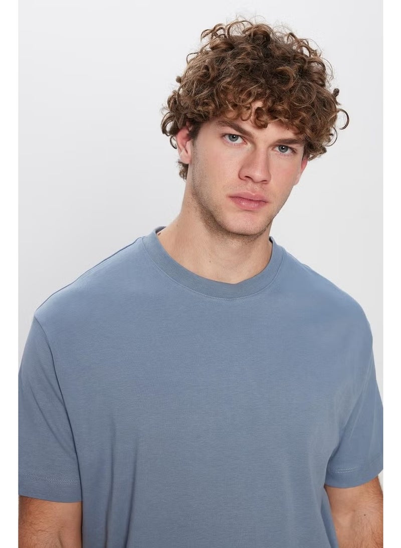 Tudors Unisex Relax Fit Comfortable Cut 100% Cotton Soft Texture Basic Crew Neck Blue T-Shirt - Image 2