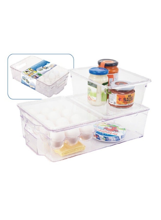 Morlife Fridge & Freezer Bin 3 Pieces Set Size:37.6*22.2*10.8CM - Image 1