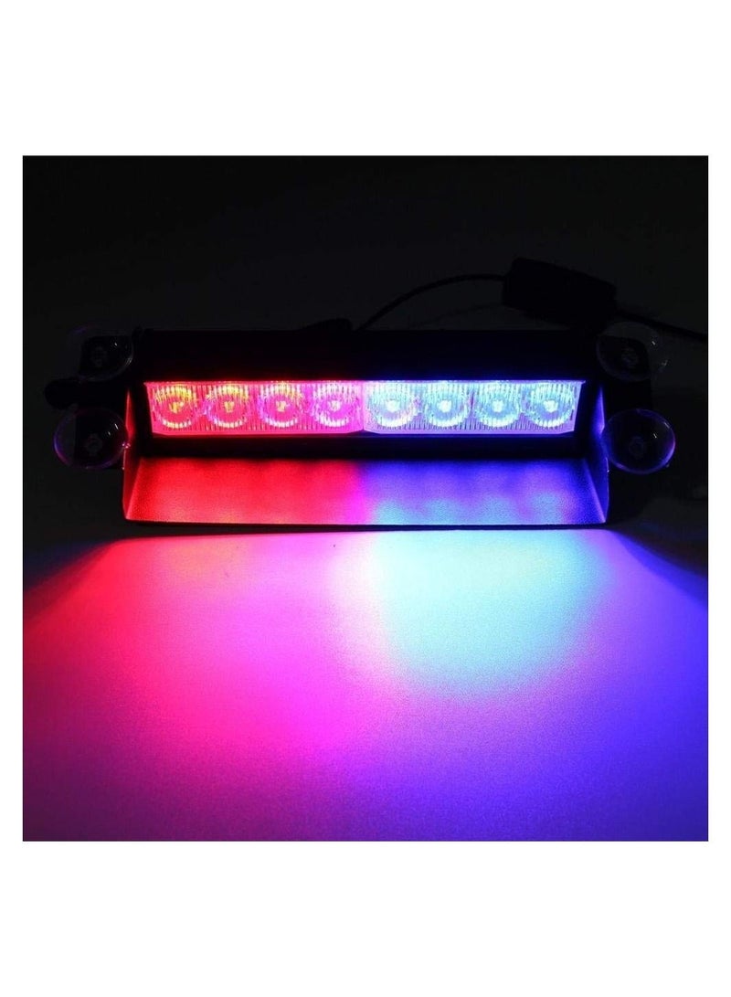 Auto Hub Waterproof 8 LED Red Blue Police Flashing Light For All Cars Material Metal & Plastic 1 Unit - Image 2