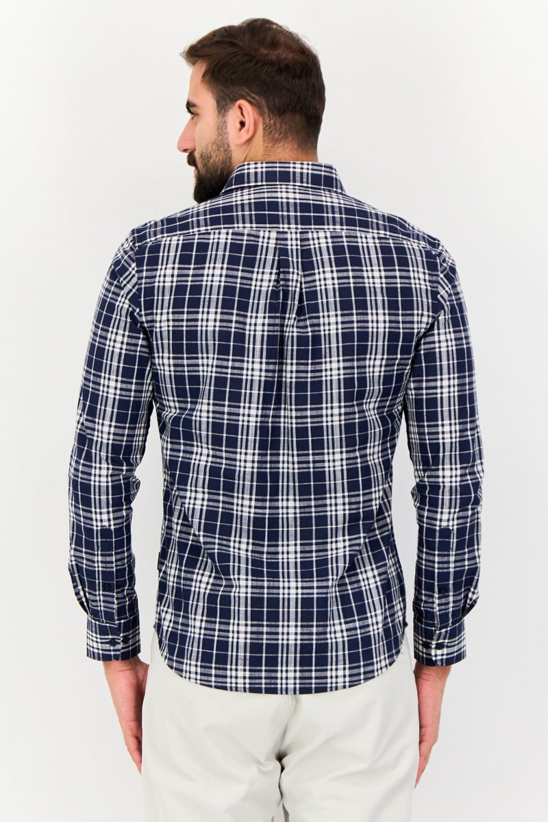 Kenneth Cole Men Slim Fit Checkered Long sleeve Casual Shirt, Multicolor - Image 3