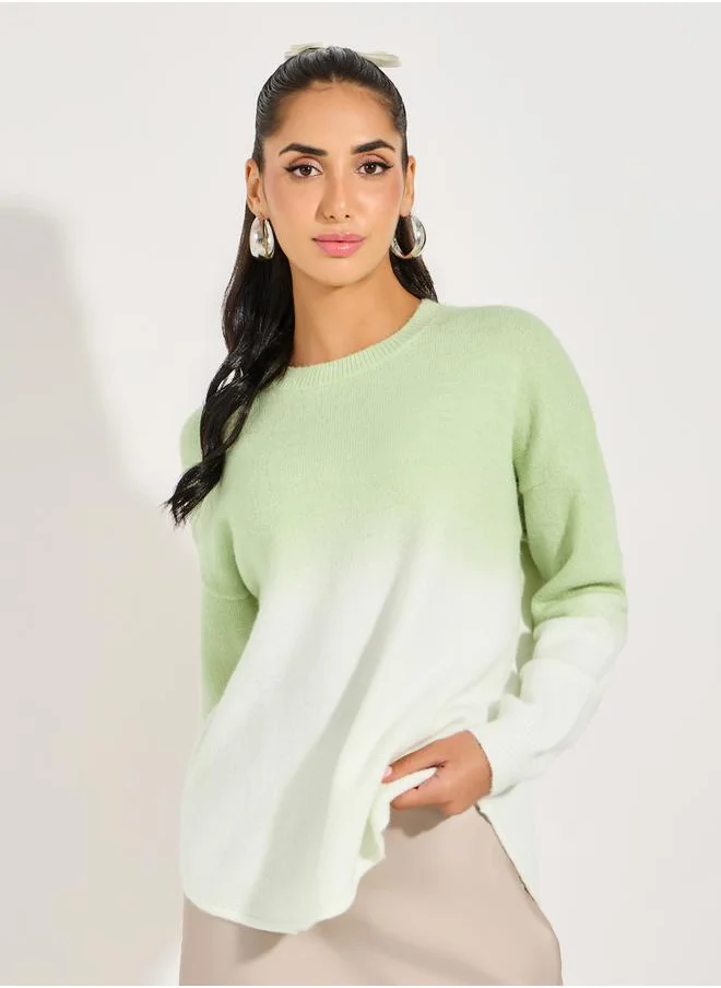 Styli Color Block Dropped Shoulder Sweater