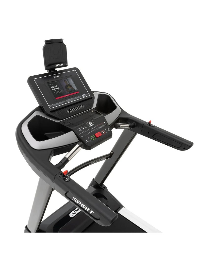 Spirit Fitness Spirit Fitness XT485 ENT Treadmill – Premium Home Gym with 10.1" touchscreen, 4hp motor power with 15 Levels Incline, tablet holder, Bluetooth speakers, and cup holders, Netflix, wireless screen mirroring, USB charging ,including cardio, HIIT, and fitness tests ,chest strap  Connects with popular fitness apps like Zwift via Spirit+ App  - Image 3