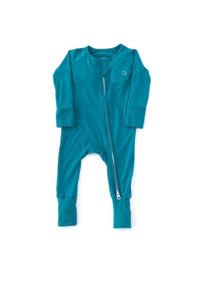 Anvi Baby - Organic Solid Zipper Sleepsuit - Blue_0-3M - Image 1