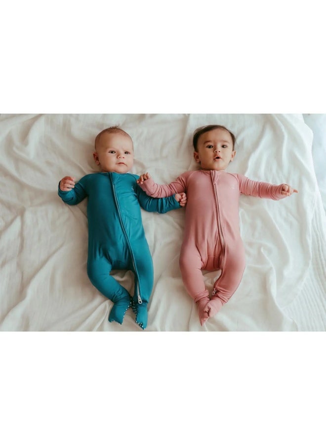 Anvi Baby - Organic Solid Zipper Sleepsuit - Blue_0-3M - Image 5