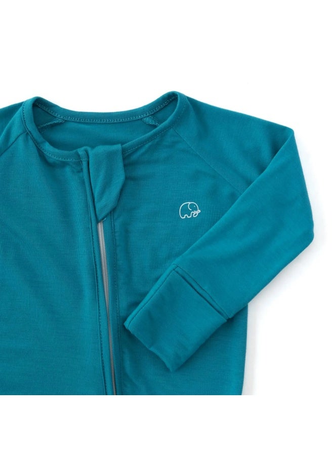 Anvi Baby - Organic Solid Zipper Sleepsuit - Blue_0-3M - Image 3