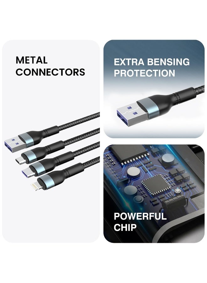 EZRA كابل شاحن EZRA DC207 عالي السرعة 3 في 1، Lightning، Type-C، موصل Micro USB، إمكانية الشحن المتزامن، حماية كافية، قلب من النحاس المطلي، تصميم موصل معدني. - Image 5