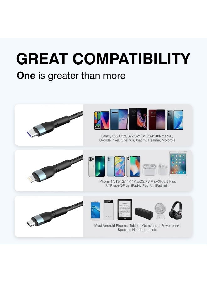EZRA كابل شاحن EZRA DC207 عالي السرعة 3 في 1، Lightning، Type-C، موصل Micro USB، إمكانية الشحن المتزامن، حماية كافية، قلب من النحاس المطلي، تصميم موصل معدني. - Image 4