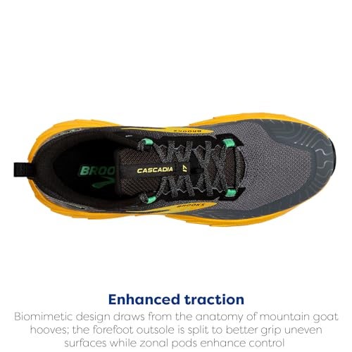 Brooks Men’s Cascadia 17 Trail Running Shoe - Lemon Chrome/Sedona Sage - 8.5 Medium - Image 4