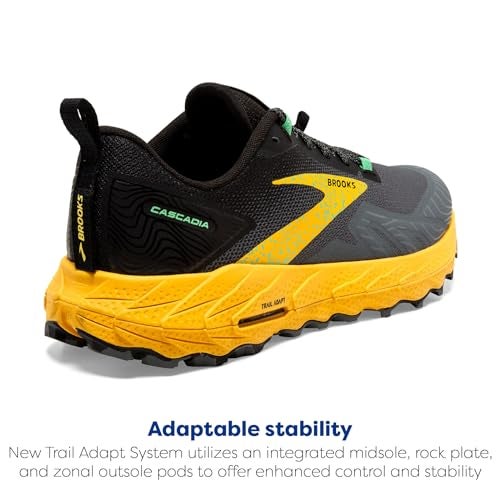 Brooks Men’s Cascadia 17 Trail Running Shoe - Lemon Chrome/Sedona Sage - 8.5 Medium - Image 3