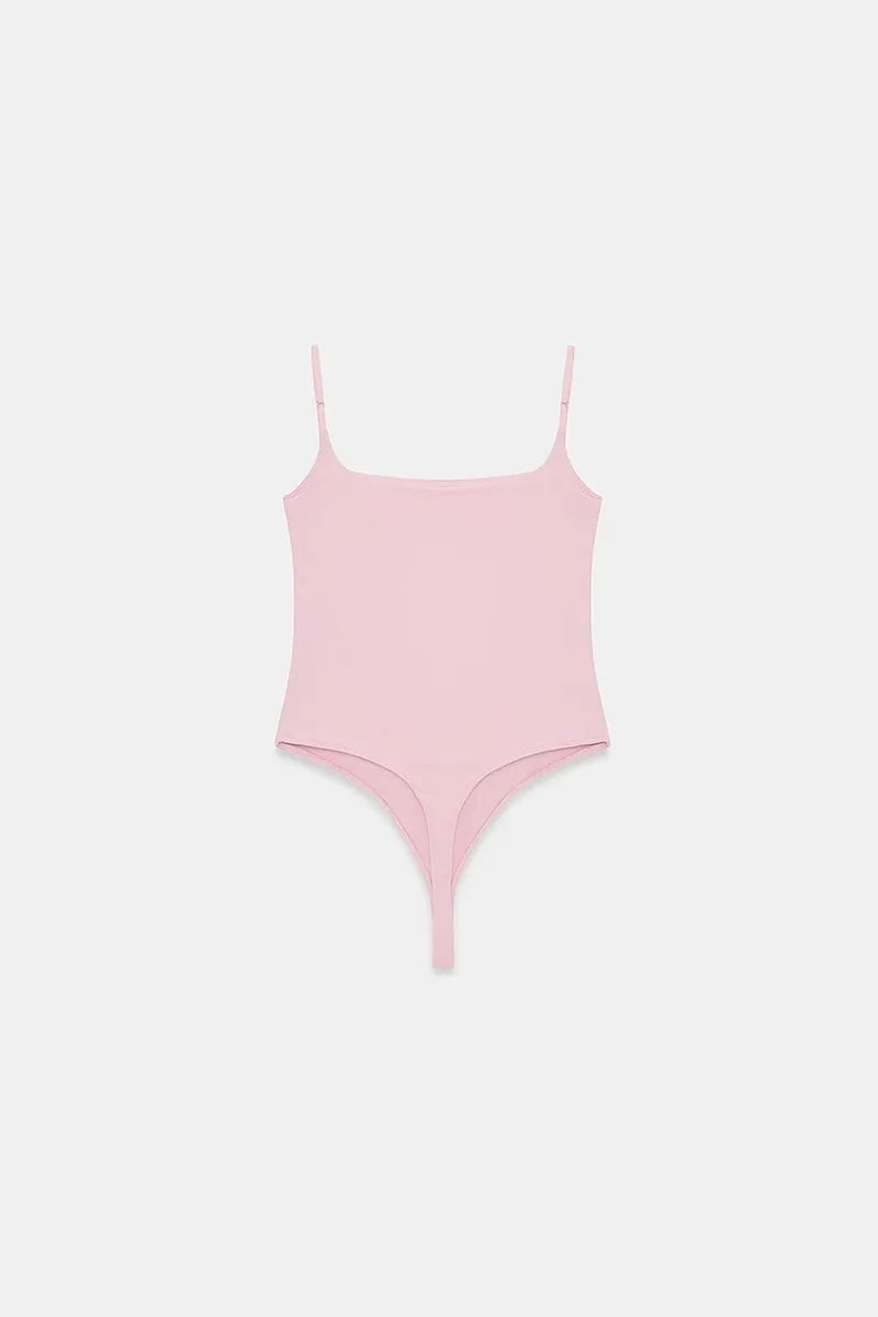DILVIN Sleeveless Square-neck Nylon Bodysuit