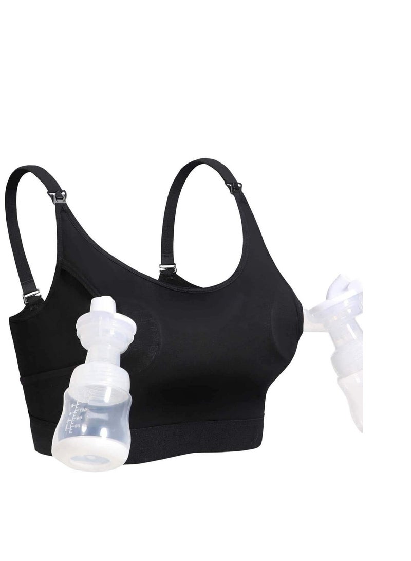 Wireless Nursing Bra for Hands-Free Pumping, Adjustable Cotton Maternity Bra with Pump Insert, Perfect for Breastfeeding, Size M - Image 1