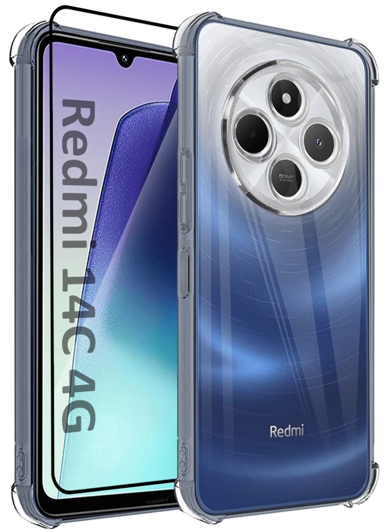 CATANES 2Packs Gorilla Case for Redmi 14C 4G  Transparent Shockproof  Crystal Clear with Reinforced Corners with 3D Screen Protector - Image 1