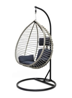 Best Hanging swing chair | Hanging Egg Indoor Outdoor Patio Wicker Rattan Swing Chair with UV Resistant Random Washable Cushions & Iron Frame for Garden, Living Room & Backyard & (Grey)
