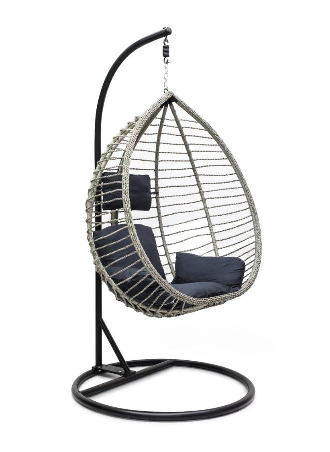 ALWASIT HOME - Best Hanging swing chair | Hanging Egg Indoor Outdoor Patio Wicker Rattan Swing Chair with UV Resistant Random Washable Cushions & Iron Frame for Garden, Living Room & Backyard & (Grey) - Image 1
