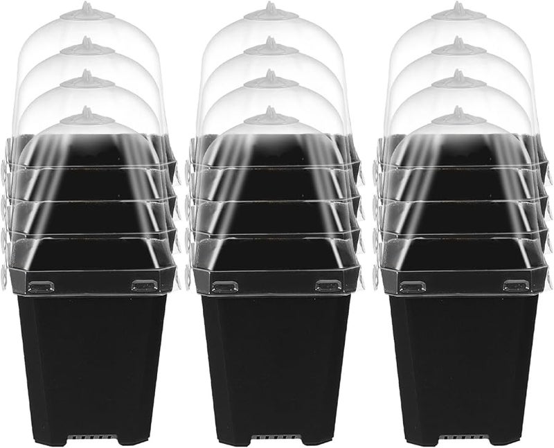 12 Pack Plastic Nursery Pots With Drainage And Covers For Seedlings Succulents Outdoor Plants - Image 2