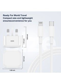 IPhone Fast Charger [MFi Certified] 20W USB C Power Adapter Fast Charger with 3ft Cable Compatible with IPhone 13/13 Pro/ 12 Pro/12 Mini/ 11/11 Pro/XS/Max/XR/X/8 Plus/SE 2020, IPod, IPad Mini Pro