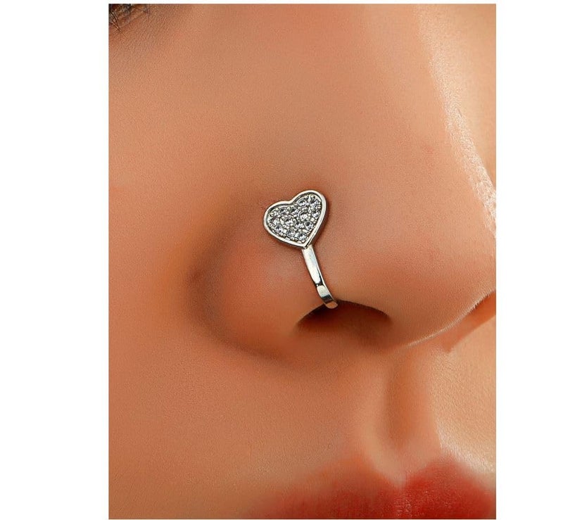RUVEE Nose & Ear Clip Titanium Plated Pin Non Pierced Just Press for Women & Girls Septum Ring - Image 2