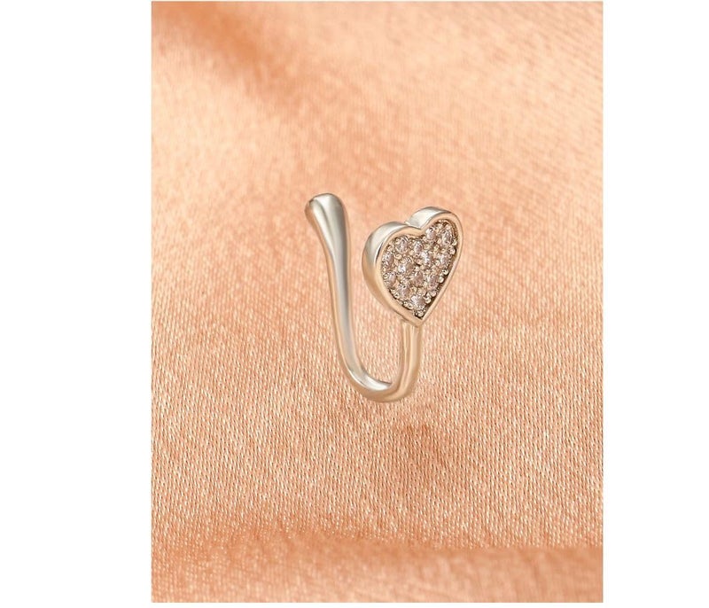 RUVEE Nose & Ear Clip Titanium Plated Pin Non Pierced Just Press for Women & Girls Septum Ring - Image 4