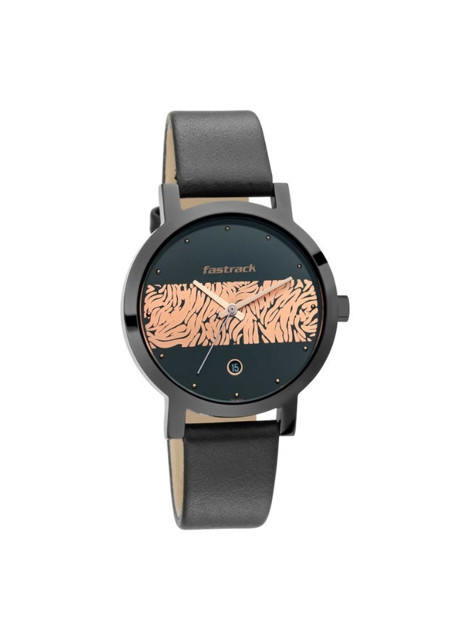 fastrack Animal Print 6222NL01 Women’s Watch – Black & Rose Gold Dial, Leather Strap, Quartz Movement, 36mm Case, 30m Water-Resistant - Image 2