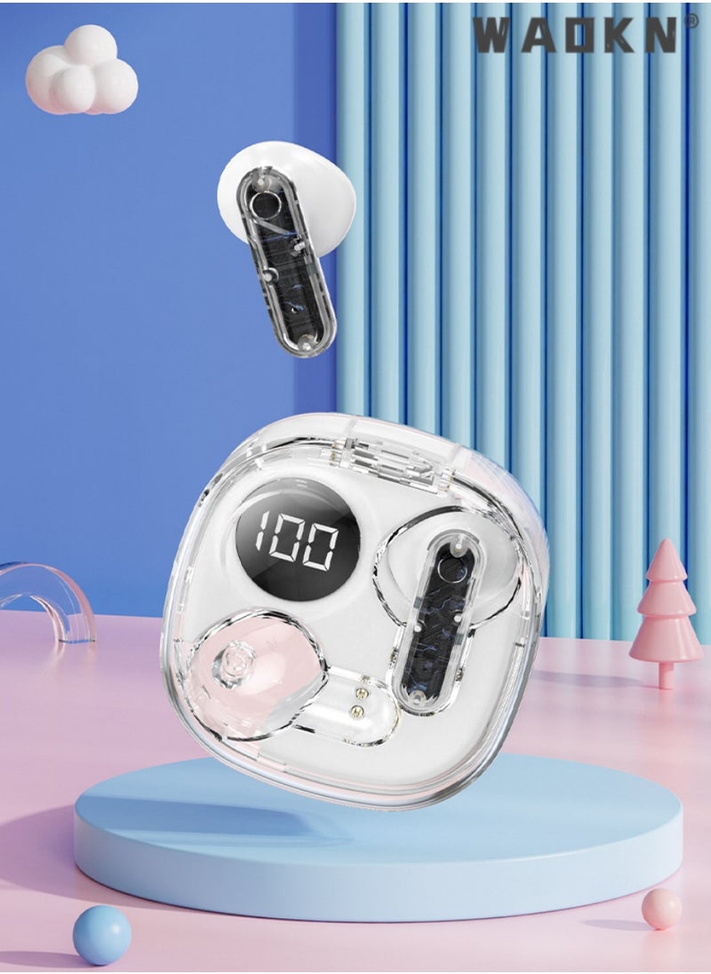 WAOKN Wireless Earphones, Transparent Design, Sweatproof, Bluetooth Earphones with Surround Sound, Stable Connection & Low Latency, Compatible with iPhone, iPad, MacBook, Xiaomi, Samsung  - Image 5