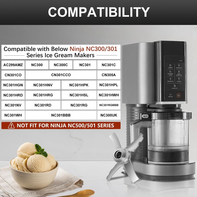 Gropecan شفرة مجداف بديلة لصانعات الآيس كريم Ninja Creami NC300 NC299AMZ NC301 CN305A، سموذي، ميلك شيك، زبادي مثلج، آلة آيس كريم كريمي، ملحقات من الفولاذ المقاوم للصدأ، قطع خلط - Image 2