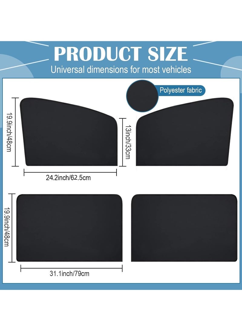 Car Window Shades, 4 Pack Magnetic Car Priavcy Curtains, Side Window Sun Shades for Car Baby, UV Protection Sun Shade for Car Window for Car Camping, Napping, Sleeping, Breastfeeding
