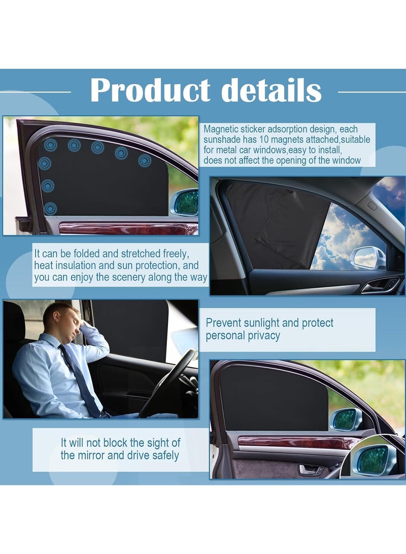 Car Window Shades, 4 Pack Magnetic Car Priavcy Curtains, Side Window Sun Shades for Car Baby, UV Protection Sun Shade for Car Window for Car Camping, Napping, Sleeping, Breastfeeding