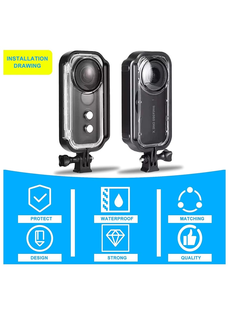 Generic - Protective Housing for Insta360 One X, Water-proof Camera Case, Perfect for Surfing, Skiing, Cycling and Skateboarding,Splash Protection Case with Bracket Accessories, Black - Image 1