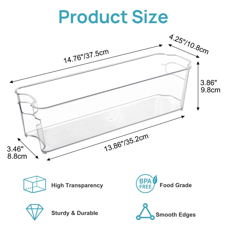 Vtopmart Breastmilk Storage Container 4PCS Set, Clear Freezer and Fridge Organizer Bins, Plastic Storage Bins for Breast Milk, Baby Pouches, Formula, Bottles and Yogurts, 4.3â€™â€™ Width, 14.7" Long - Image 2