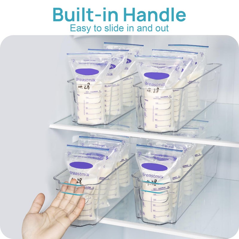 Vtopmart Breastmilk Storage Container 4PCS Set, Clear Freezer and Fridge Organizer Bins, Plastic Storage Bins for Breast Milk, Baby Pouches, Formula, Bottles and Yogurts, 4.3â€™â€™ Width, 14.7" Long - Image 4