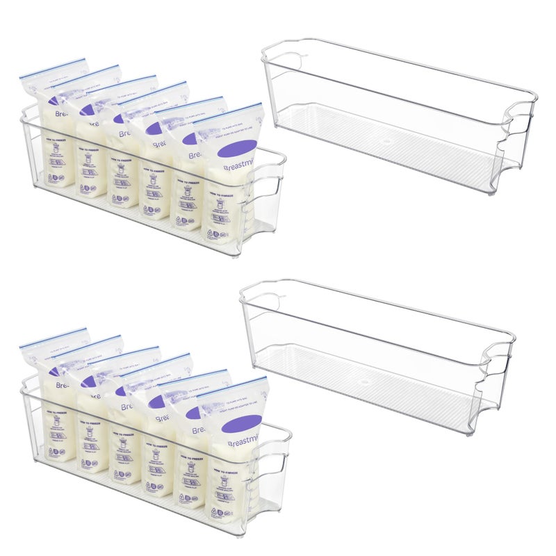 Vtopmart Breastmilk Storage Container 4PCS Set, Clear Freezer and Fridge Organizer Bins, Plastic Storage Bins for Breast Milk, Baby Pouches, Formula, Bottles and Yogurts, 4.3â€™â€™ Width, 14.7" Long - Image 1