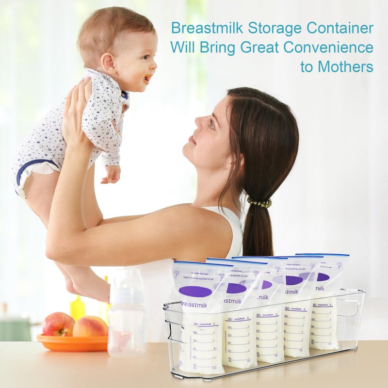 Vtopmart Breastmilk Storage Container 4PCS Set, Clear Freezer and Fridge Organizer Bins, Plastic Storage Bins for Breast Milk, Baby Pouches, Formula, Bottles and Yogurts, 4.3â€™â€™ Width, 14.7" Long - Image 5