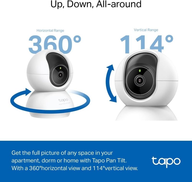 تابو كاميرا أمان منزلية ذكية Tapo C230 بتقنية الذكاء الاصطناعي، دعم للواي فاي، دقة 3K 5MP، وضوح عالي، تصوير بزاوية 1620p، صوت ثنائي الاتجاه، التحكم الصوتي، رؤية ليلية محسنة، كشف بكاء الأطفال، تتبع الحركة، وإشعارات آلية - Image 4