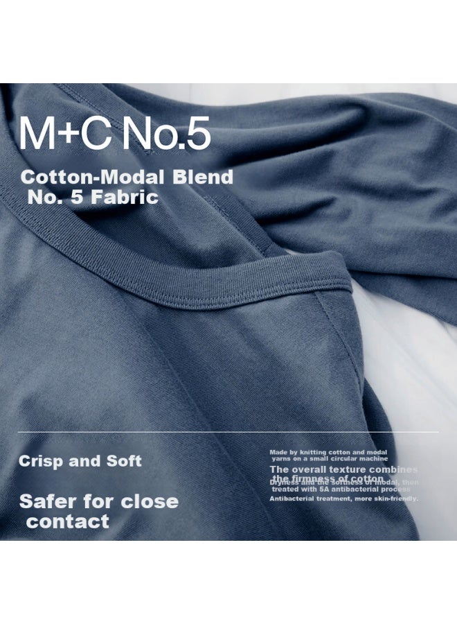 Bananain Cotton 301sleep Men's Sleep Crew Neck Long Sleeve T-shirt Pajamas Soft Cotton-feel Modal Blend Loungewear - Image 3