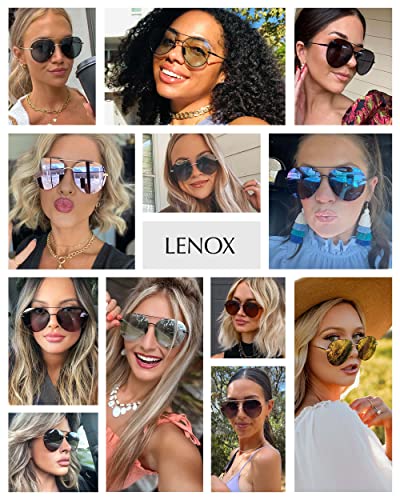 DIFF Lenox Gold + G15, Designer Oversized Aviator Sunglasses for Women UV400 Polarized - Image 3