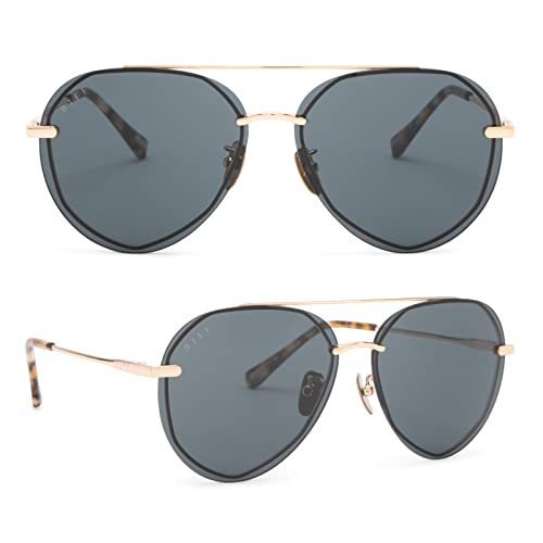 DIFF Lenox Gold + G15, Designer Oversized Aviator Sunglasses for Women UV400 Polarized - Image 1