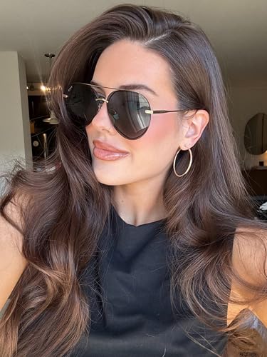 DIFF Lenox Gold + G15, Designer Oversized Aviator Sunglasses for Women UV400 Polarized - Image 5