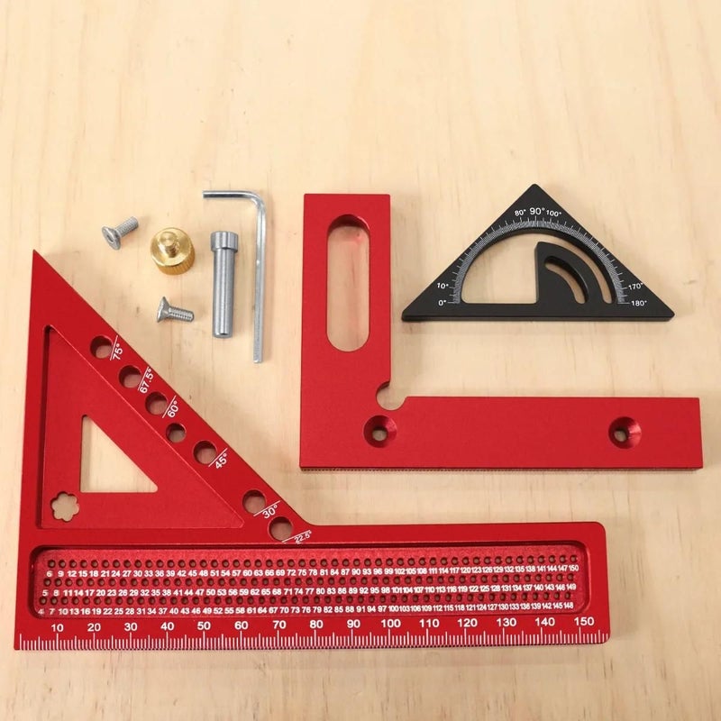 Set B Removable Measuring Ruler 3D Multiple Angles Protractor Triangular Woodworking Square Carpentry 2 In 1 Measuring Tool - Image 2
