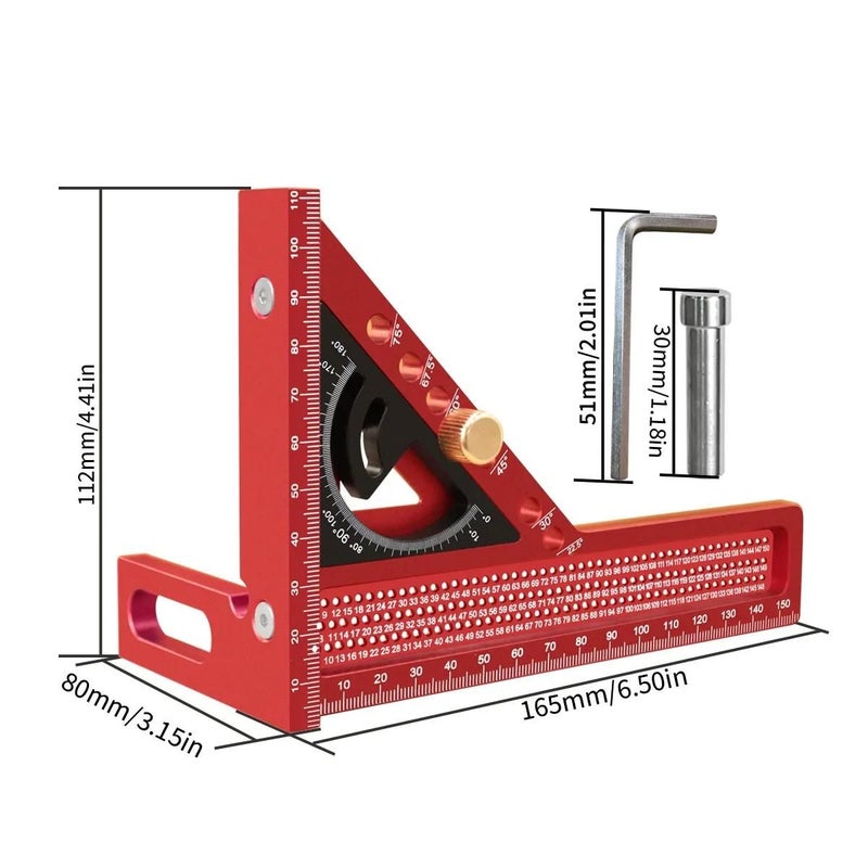 Set B Removable Measuring Ruler 3D Multiple Angles Protractor Triangular Woodworking Square Carpentry 2 In 1 Measuring Tool - Image 3
