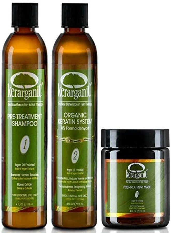 KERARGANIC Formaldehyde-Free Keratin System DIY Set: Pre-Treatment Shampoo, Hair Treatment, Post-Treatment Mask with Argan Oil - (4oz each) - Image 4