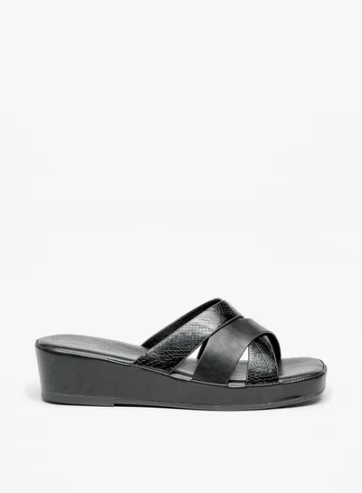 Flora Bella By Shoexpress Womens Textured Slip On Sandals With Platform Heels By Shoexpress