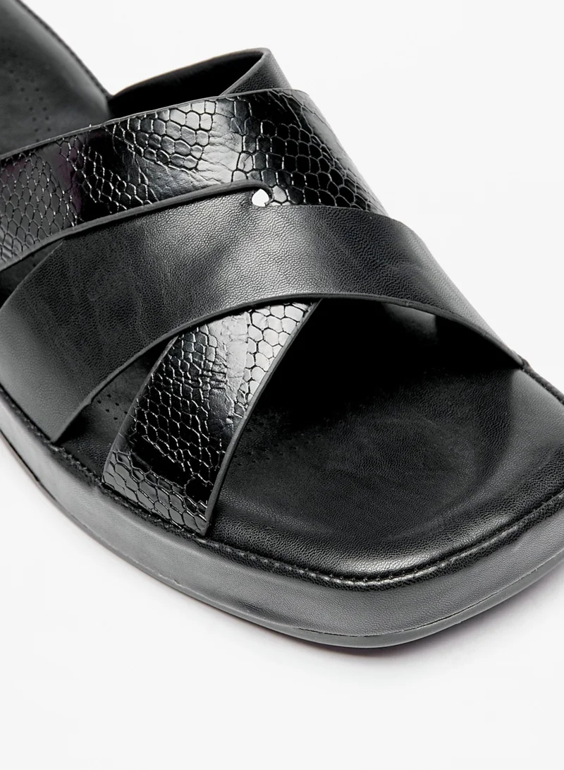 Flora Bella By Shoexpress Womens Textured Slip On Sandals With Platform Heels By Shoexpress