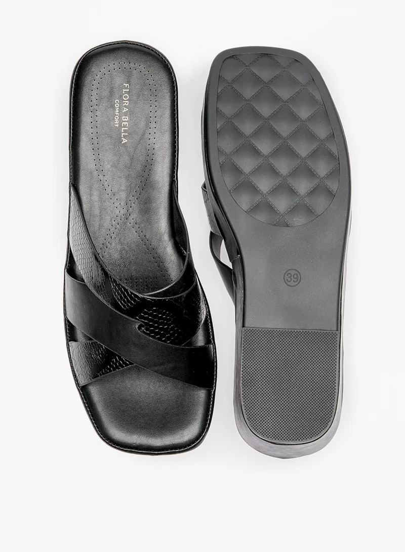 Flora Bella By Shoexpress Womens Textured Slip On Sandals With Platform Heels By Shoexpress