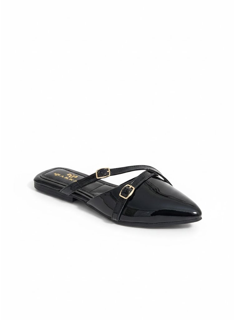LIFESTYLISH Mules Leather Glossy Elegant SB-701 - Black - Image 4