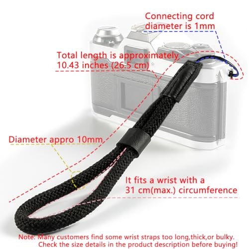 VKO Soft Wrist Strap - Rope Hand Strap for Point-and-Shoot, Mirrorless, Small Cameras - Black - Image 2