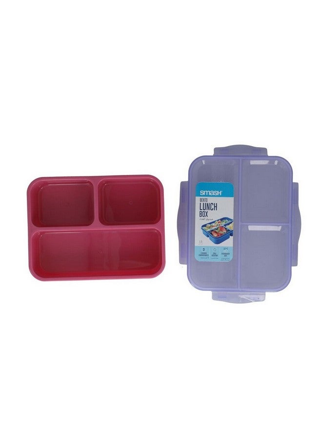 smash 3-Compartment Bento Lunch Box Dark Pink and Purple 1.2 L 7683 - Image 2