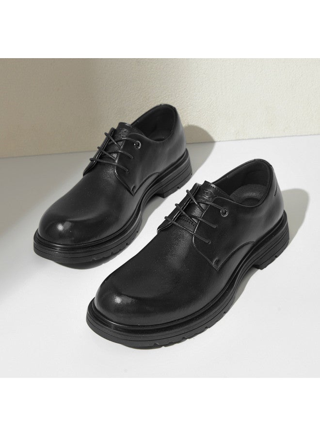 Septwolves Autumn 2025 New Men's Derby Shoes, Retro Round Toe Low Heel British Style Versatile Fashion Men's Casual Leather Shoes - Image 2