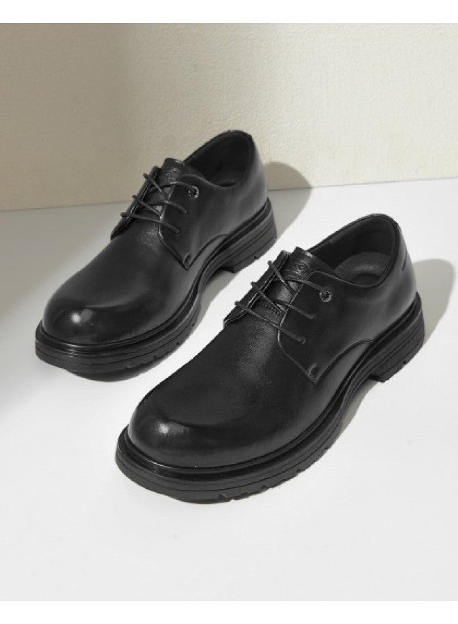 Septwolves Autumn 2025 New Men's Derby Shoes, Retro Round Toe Low Heel British Style Versatile Fashion Men's Casual Leather Shoes - Image 1