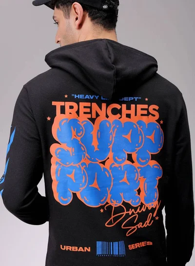 شركة المرآب الهندية Men Regular Fit Placement Print Overhead Hooded Sweatshirt