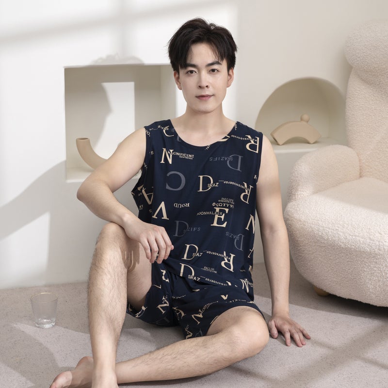 Men's Sleepwear Vest and Shorts Set - Image 2